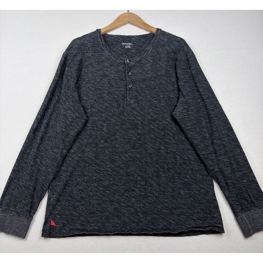 UNTUCKit Long Sleeve Henley Shirt Mens Size X-Large Gray 100% Cotton Minimalist